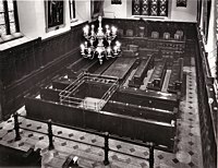 Set up as a court room.