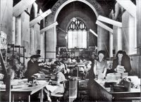 Workers making corset in the nave