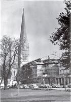 Southernhay Church in 1957 as the builders were completing the rebuild