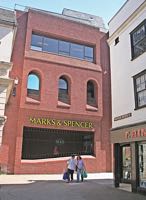 The entrance to the side of Marks and Spencer