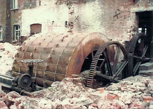 A Lower Mill wheel during demolition