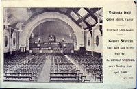 A card for Gospel Services at the Victoria Hall