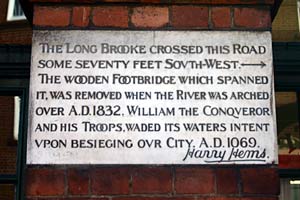 Harry's plaque remembering William I in Longbrook Street