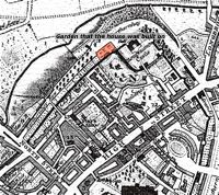 The red tinted area is the garden on which Northernhay House was built