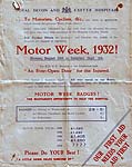 The flyer for the 1932 Motor Week