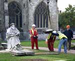 Hooker statue moved