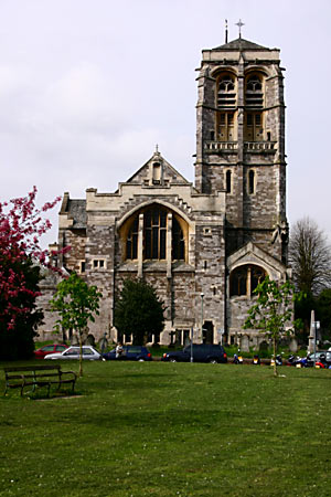 The green in front of St Davids Church