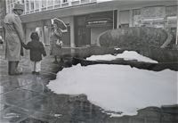 The fountain is overflowing with foam