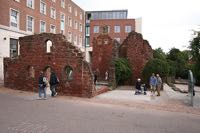 The ruins of the Country House Inn and St Catherine's Almshouses