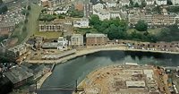 The warehouses on the quay from the air