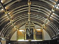 The highly decorated roof of the main hall