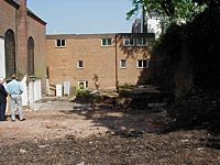 The burial yard at the rear