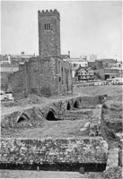 The partly demolished church.