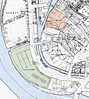 Map - green: market, red: gasworks