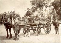 An Exwick Mill cart dressed, probably for the annual horse cart Parade