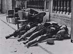 Exhausted firefighters resting