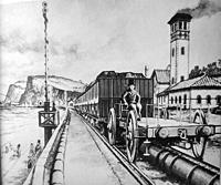 A train at Dawlish, heading towards Exeter.