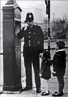 A 'modern' police pillar phone box in Paris Street