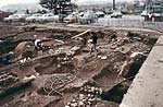 The corner of the archeology excavation near Paul Street