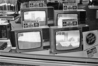 Colour TVs on display in the Guildhall showroom