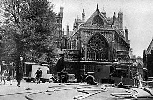 Firefighters in Cathedral Yard