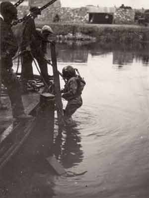 A diver searches for the van