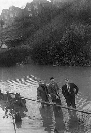 Outside Exwick Villas during the floods