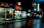 The shops from Market Street in the dark