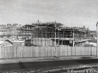 Construction of the Paris Street bus station.